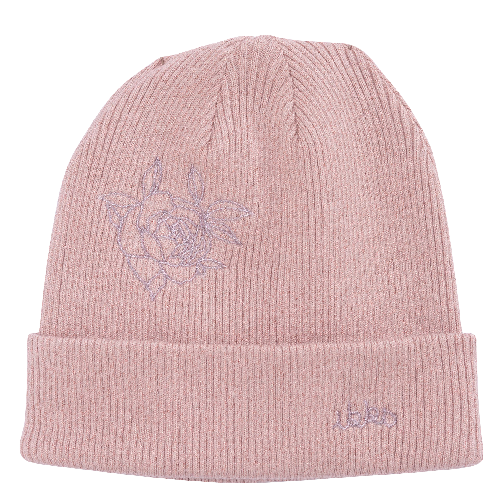 Bonnet côtelé brodé | Rose