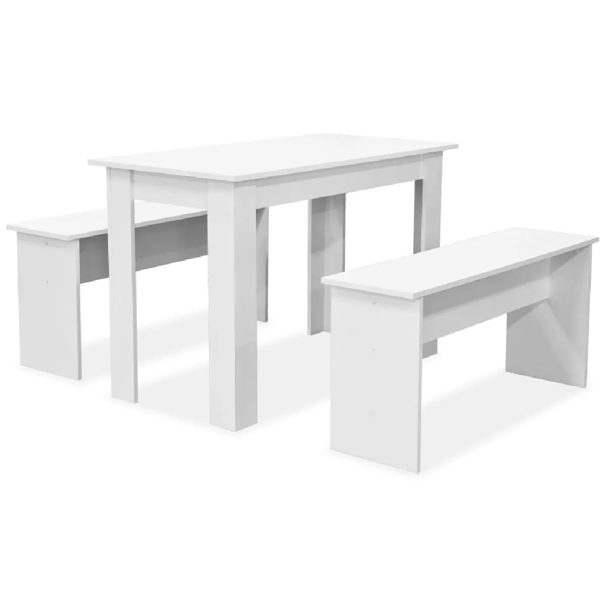 vidaXL Table de Salle à Manger et Bancs 3 pcs - Blanc