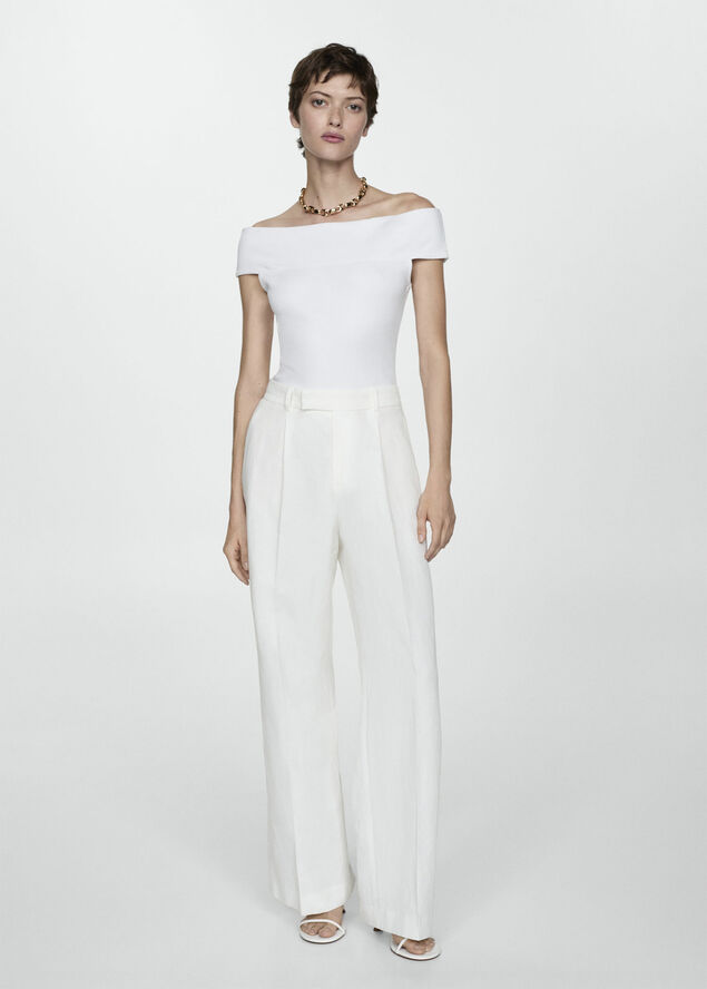MANGO Off-shoulder top White