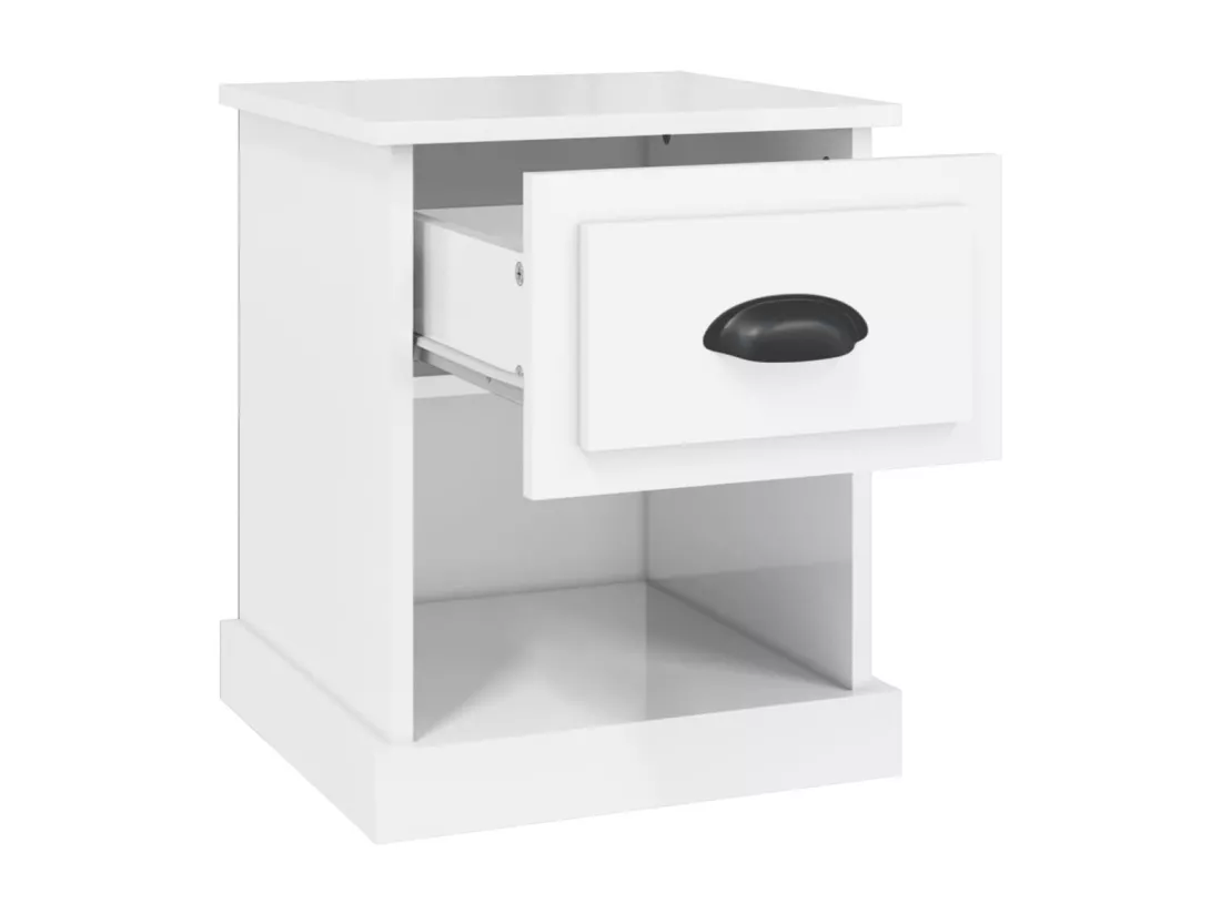 Tables de chevet 2 pièces blanc brillant 39x39x47,5 cm