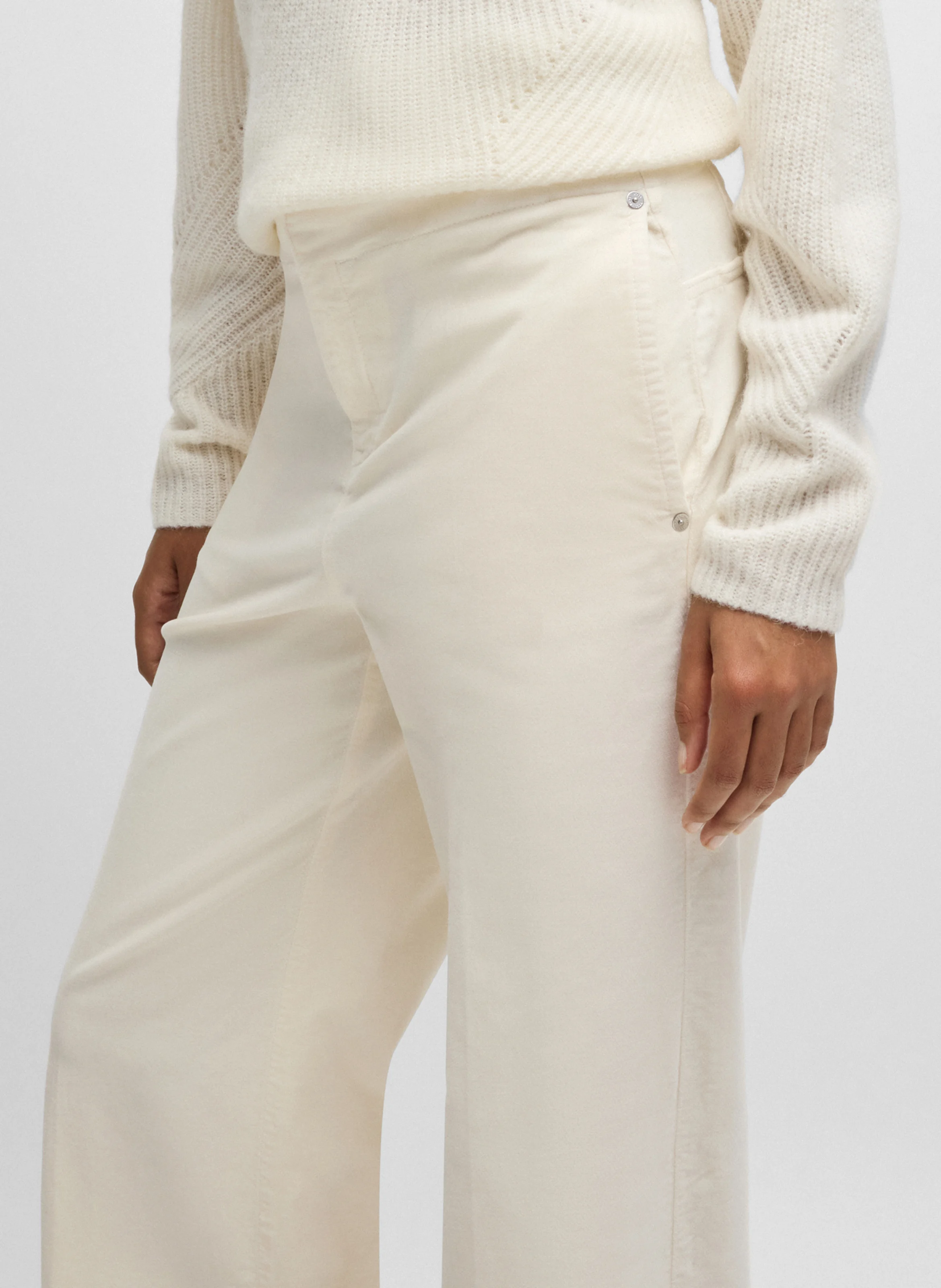 Pantalon droit en coton mélangé | Beige