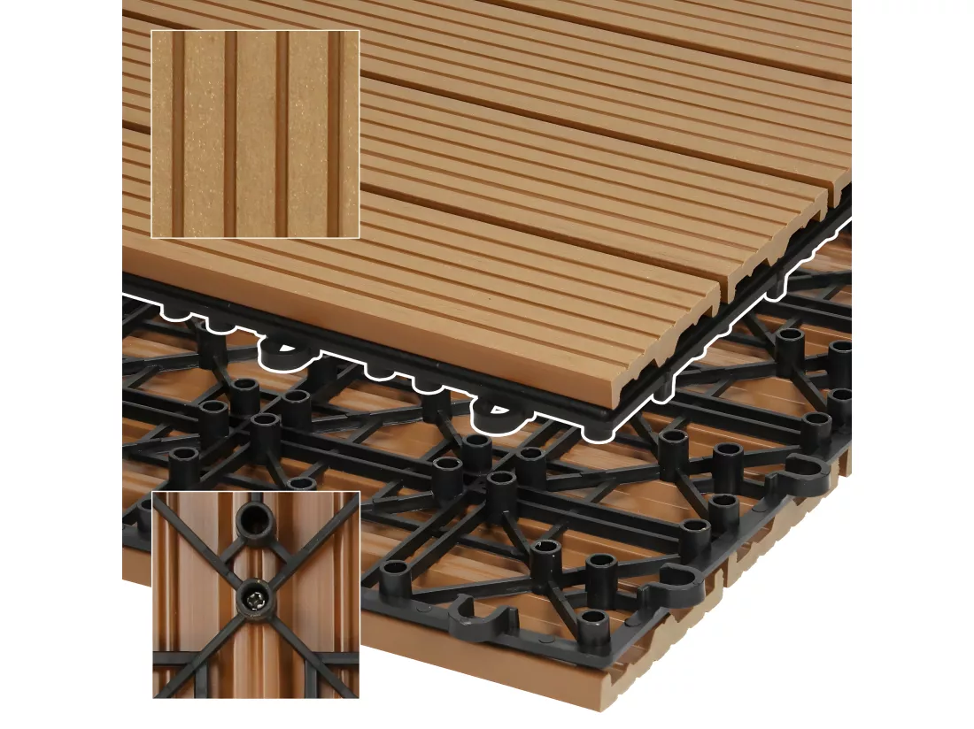 WPC Carreaux 30x30 cm - 33 Pièces par 3m² avec Aspect de Bois Teak ECD Germany