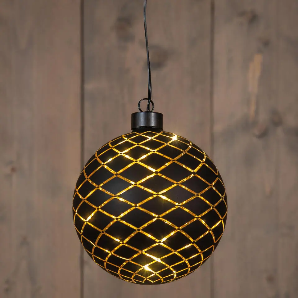 Anna's Collection Verlichte kerstbal - goud - D12 cm - 10 LED