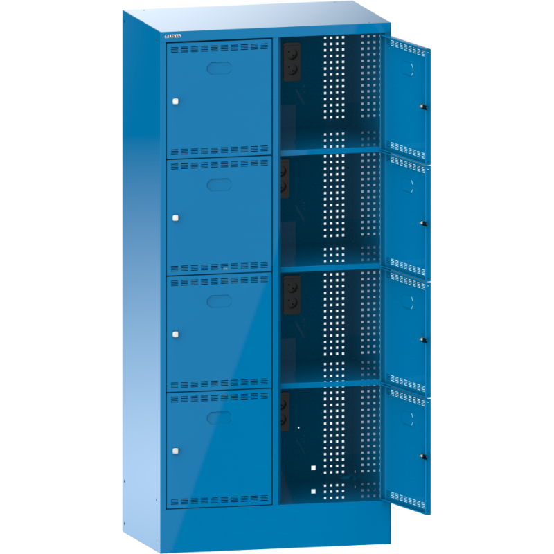 Lista - Armoire à casier avec prises électriques - H 179,5 x L 81 x P 58,5 cm - 8 cases