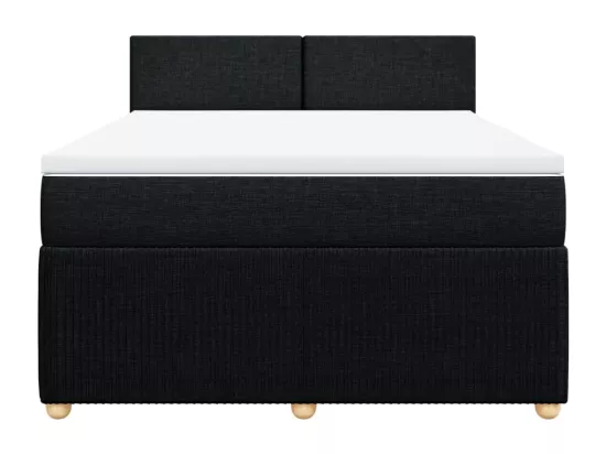 Sommier à lattes de lit avec matelas Noir 140x190 cm Tissu
