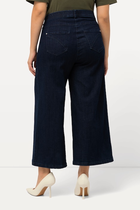 Jeans-Culotte, wadenlang, weites Bein, Marlenehose