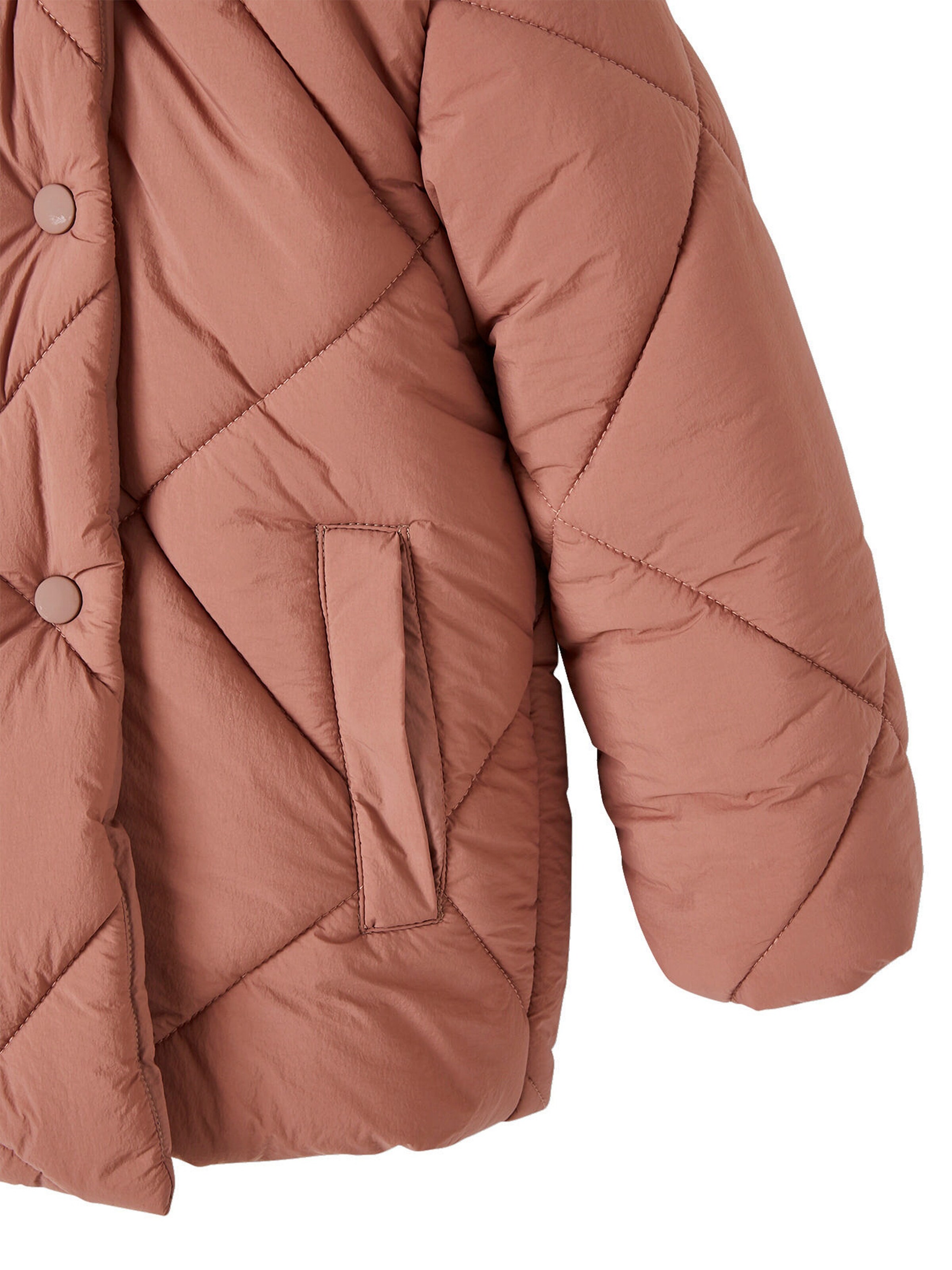 Vertbaudet Mädchen Kapuzen-Steppjacke mit Teddyfleece-Futter, Wattierung Recycling-Polyester blush