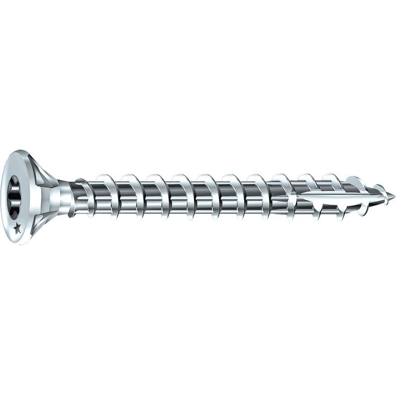 Vis à bois Rocket tête fraisée Torx (étoile) acier zingué, filetage total - Boîte de 500