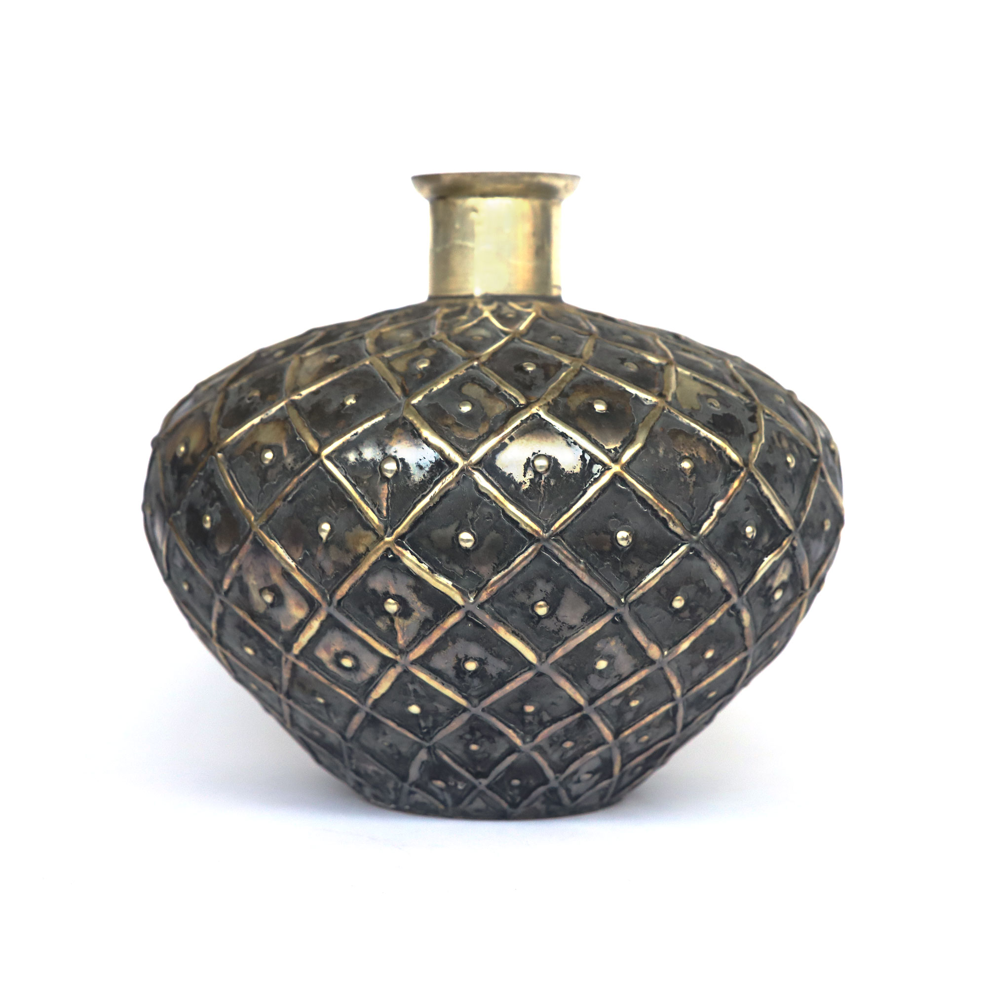 Glasvase 'Netz', antik gold-schwarz, Ø 31 cm, H 27 cm von fischer's lagerhaus