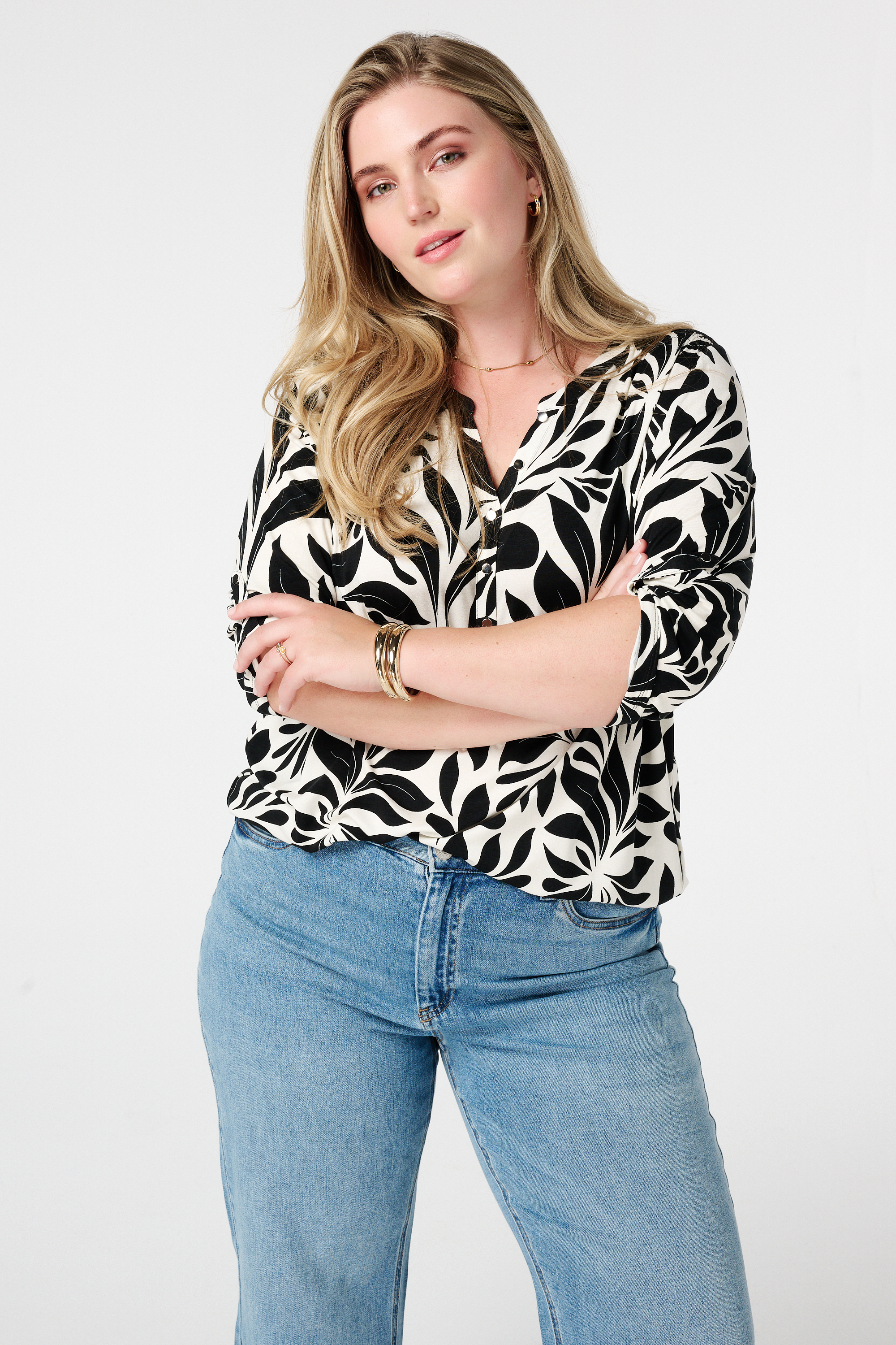 Top met print Multi zwart-wit