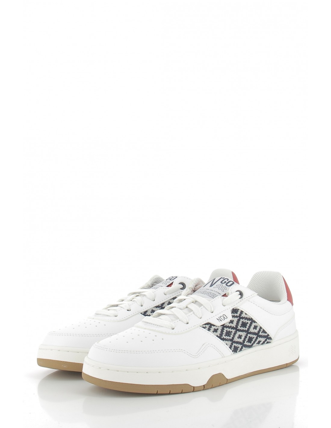 n'go shoes baskets de ville mixte huê classique cuir blanc/noir/rouge