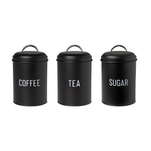 Voorraadblik tea - zwart - ø11x15 cm