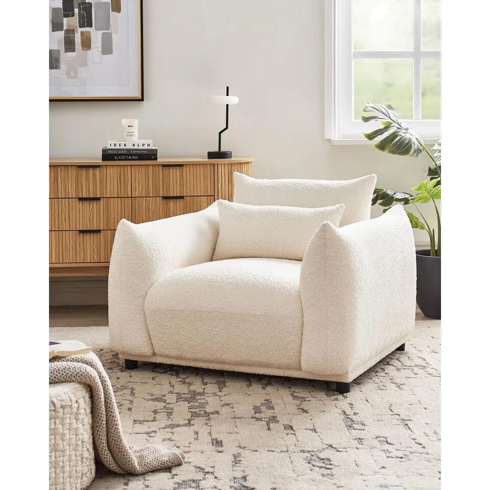 JAMSA - Fauteuil - Wit - Bouclé