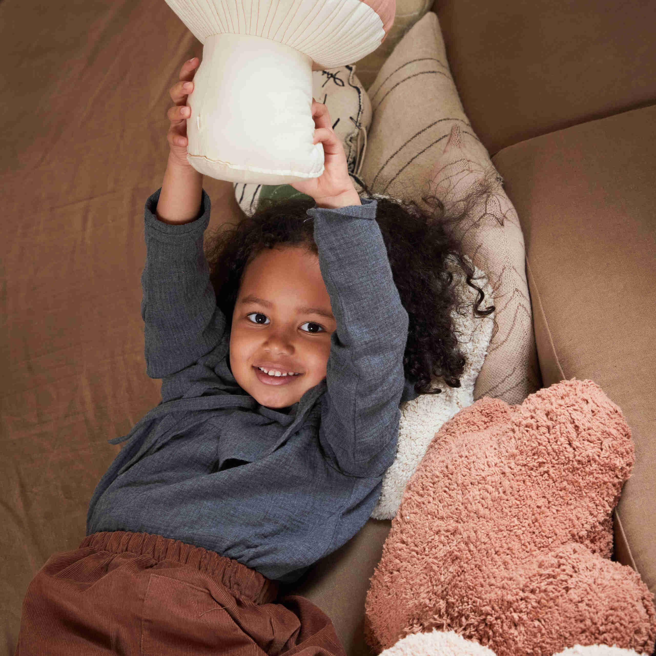 NUAGES - Coussin de sol en coton | Marron