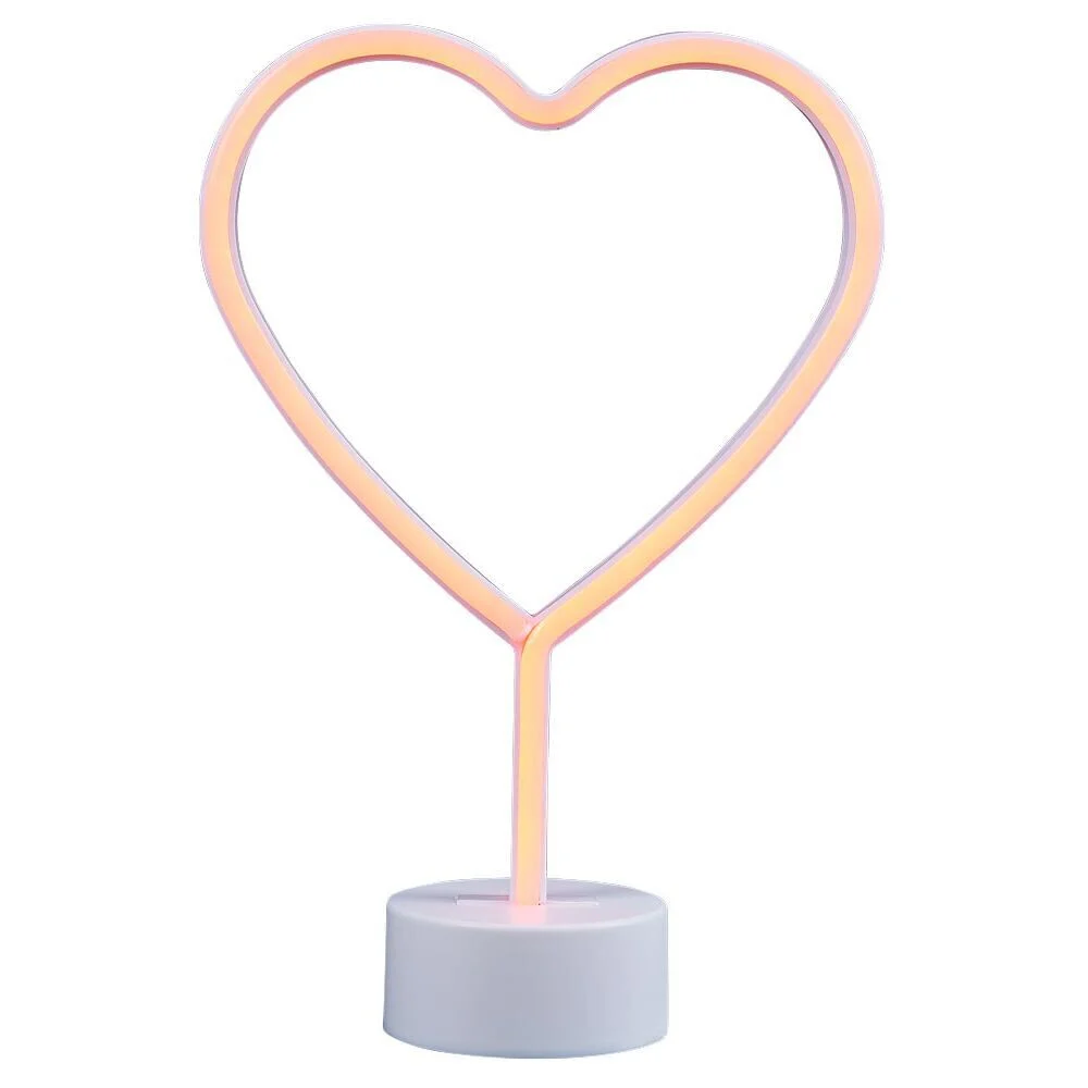 Lampe néon sur base forme coeur PVC 29,5x20cm rouge