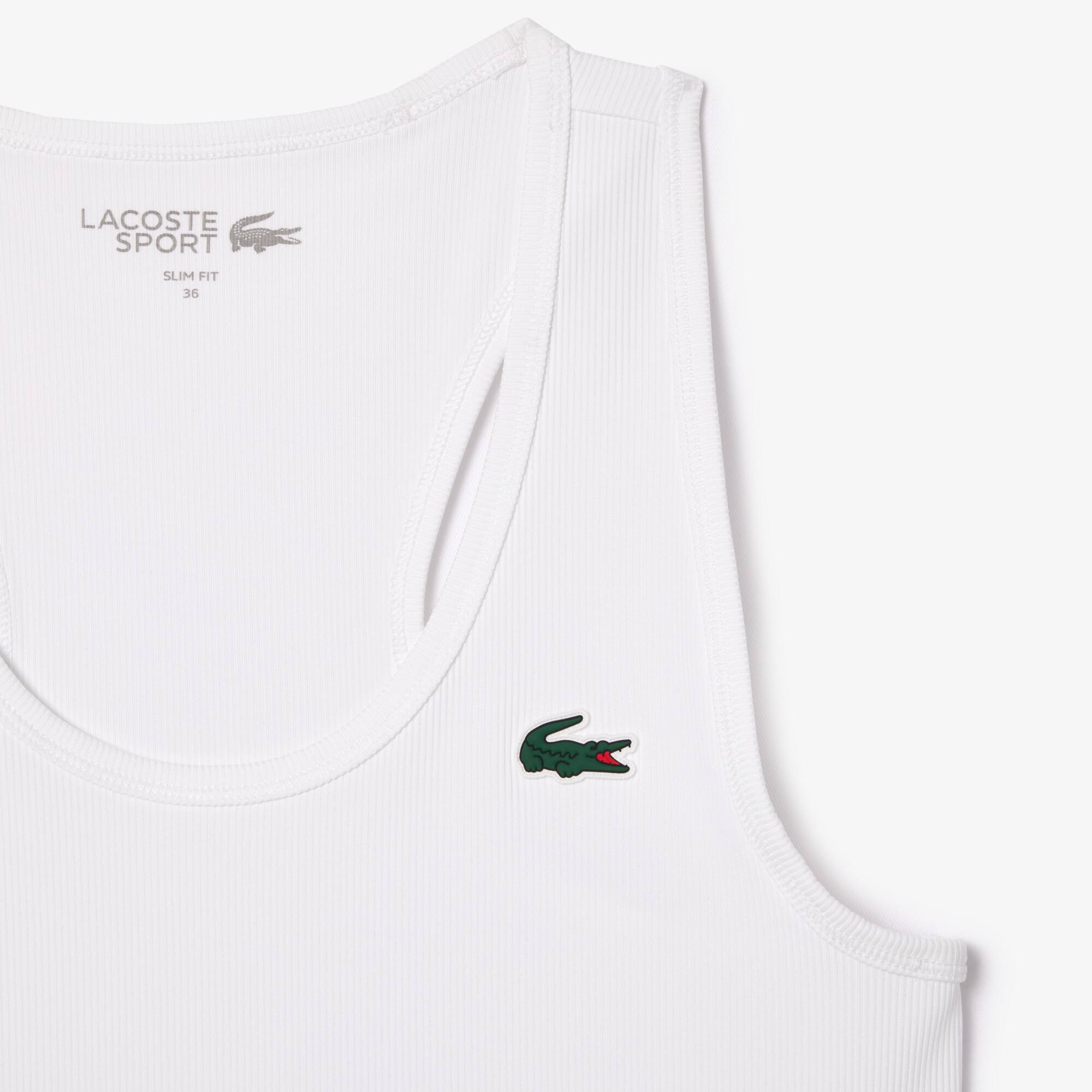 Débardeur femme Lacoste Sport slim fit en maille côtelée T-Shirts - Blanc - Lacoste - Femme