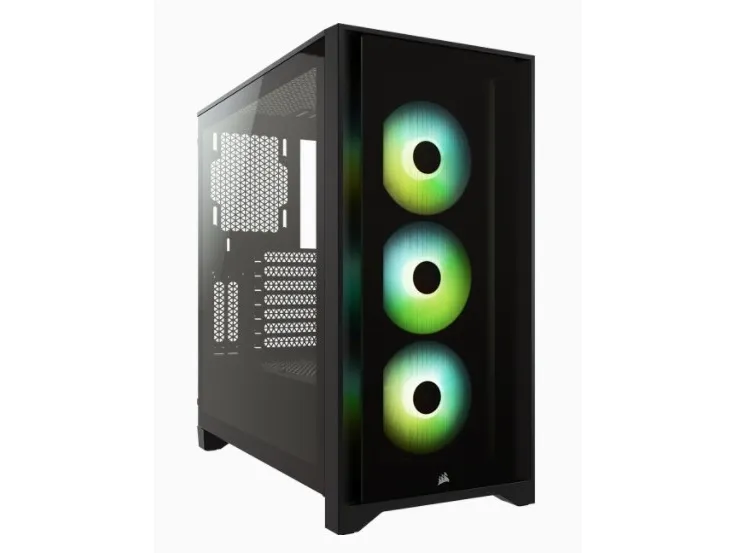CORSAIR | iCUE 4000X RGB – Miditower - ATX - ingen strømforsyning - Sort - USB/Lyd