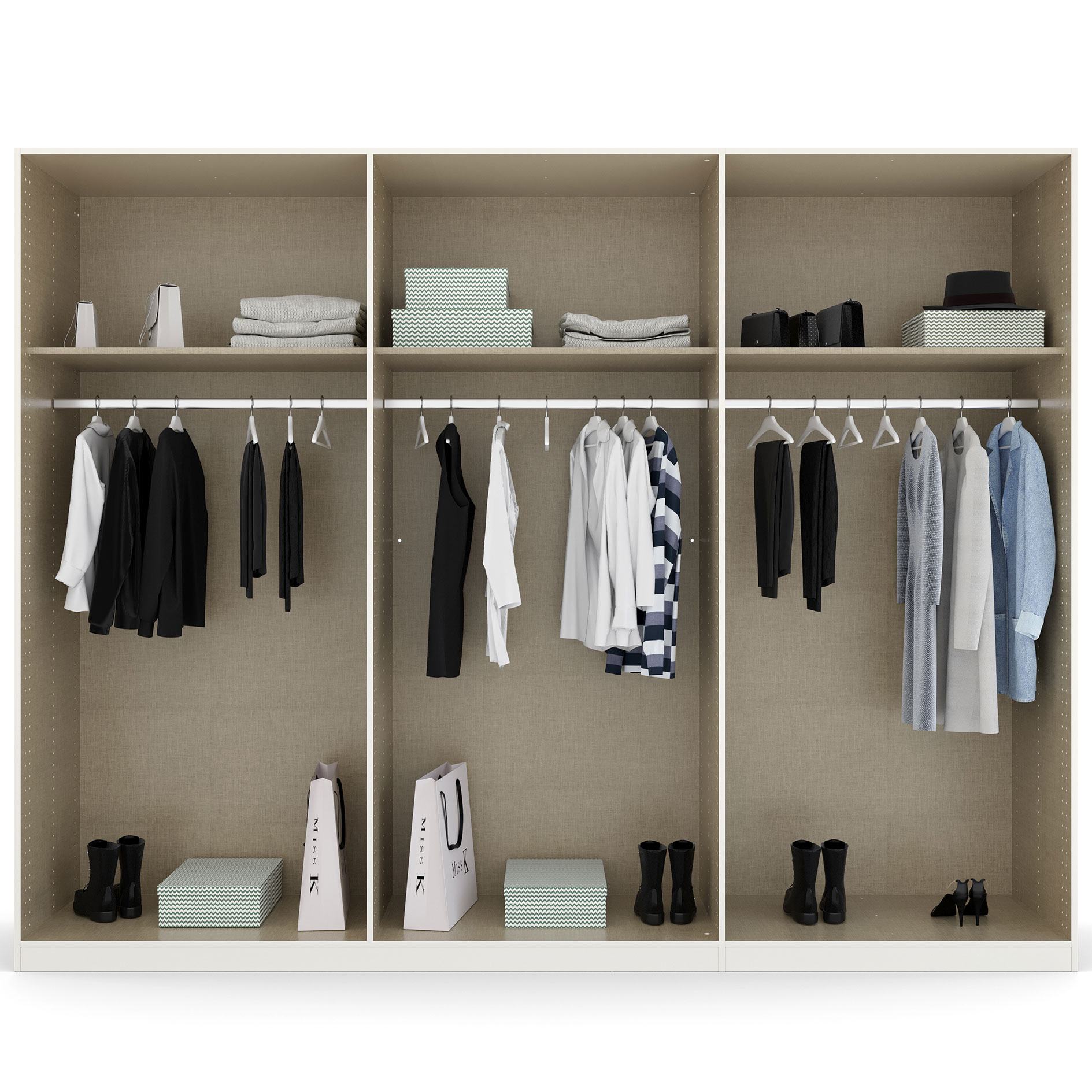 Drehtürenschrank - Glas Basalt - grau metallic - 271 cm