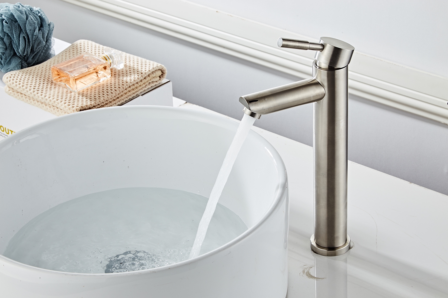 Saniclear Exclusive 304-RVS hoge wastafelkraan eenhendel