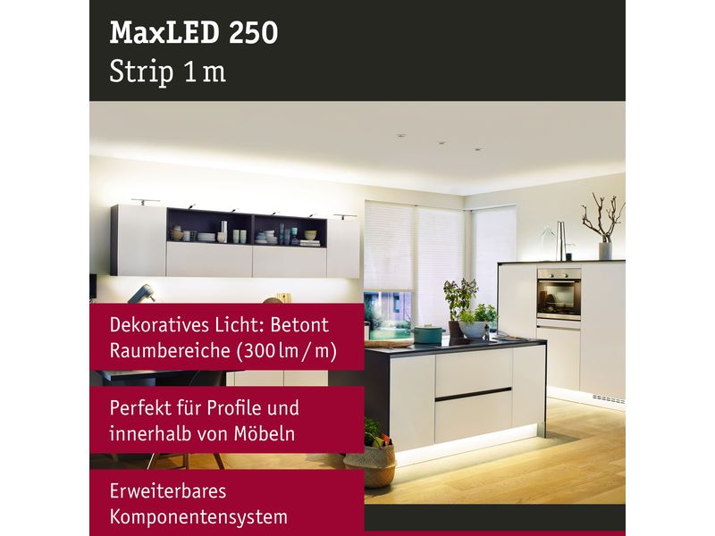 Paulmann LED-Stripe MaxLED 250 2700 K, 1 m Verlängerung Unbeschichteter LED-Streifen, kürzbar
