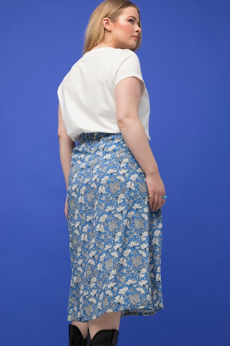 Midirock, A-Line, Knopfleiste, Flower Print