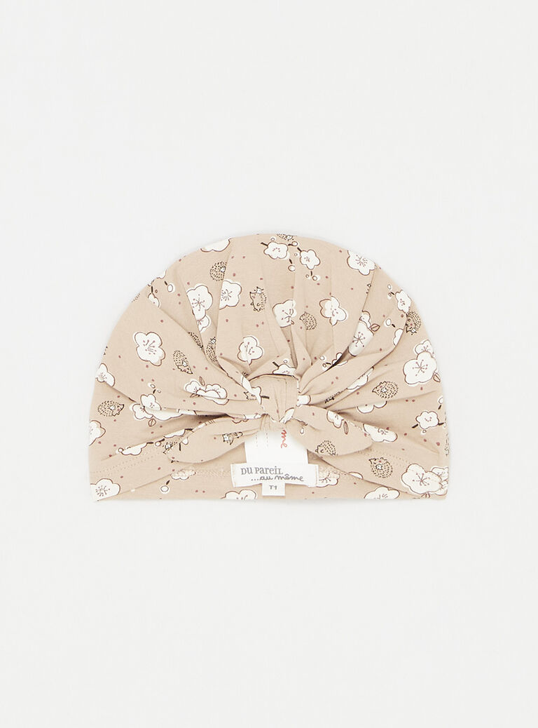 Turban rose vintage imprimé pour fille