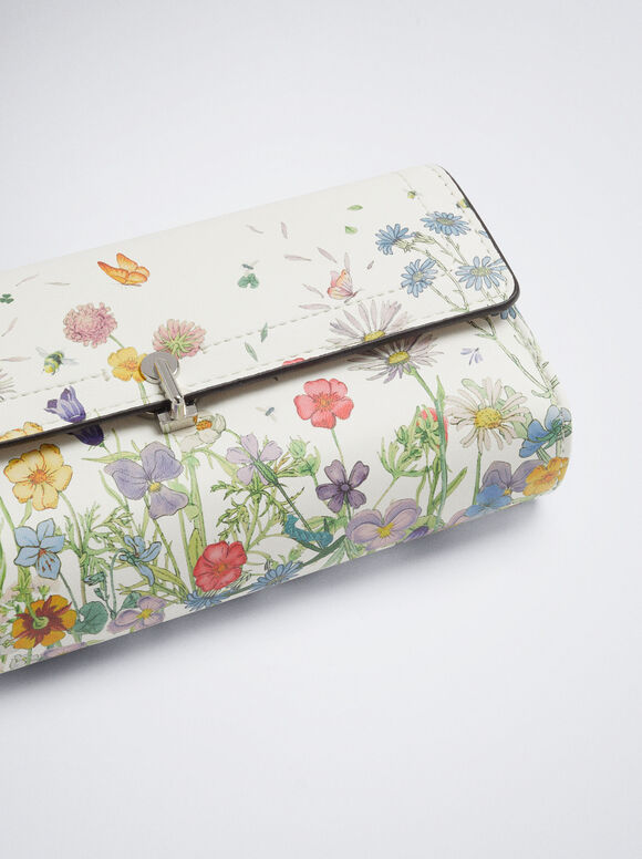 Carteira com estampa floral - Amarela