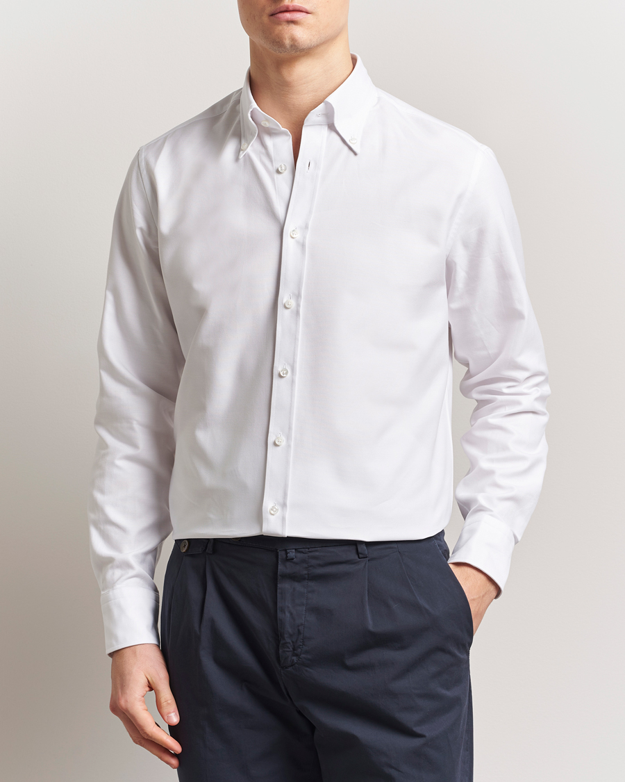Stenströms Fitted Body Heavy Oxford Shirt White