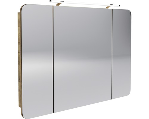 LED spiegelkast FACKELMANN Milano 110x78x15,5 cm noesten eiken 3 deuren