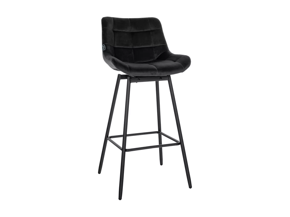Tabouret de bar - Velours - Noir - Weston
