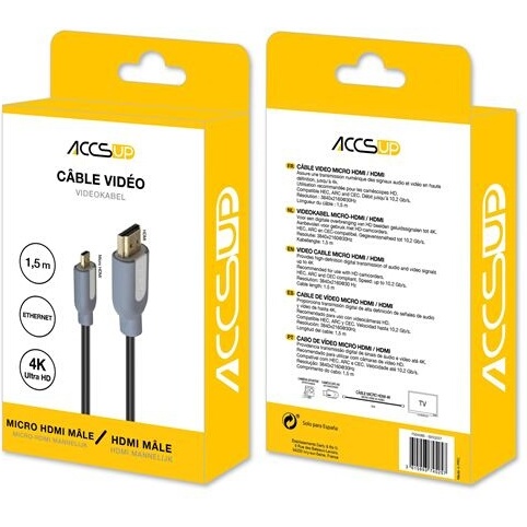 Accessoire TV vidéo Accsup CABLE MICRO HDMI 2.0 ULTRA HD 4K 1,5M NOIR