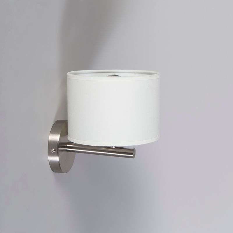 Moderne wandlamp staal met witte kap - VT