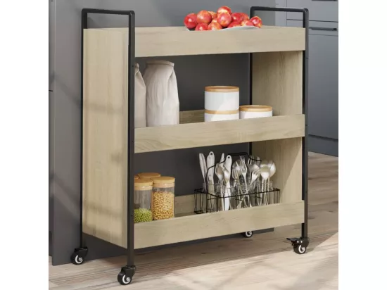 Chariot de cuisine chêne sonoma 70x30x82 cm bois d'ingénierie