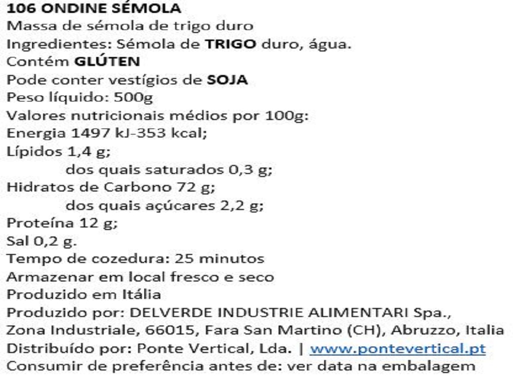 MASSA DELVERDE LASANHA ONDINE 500G