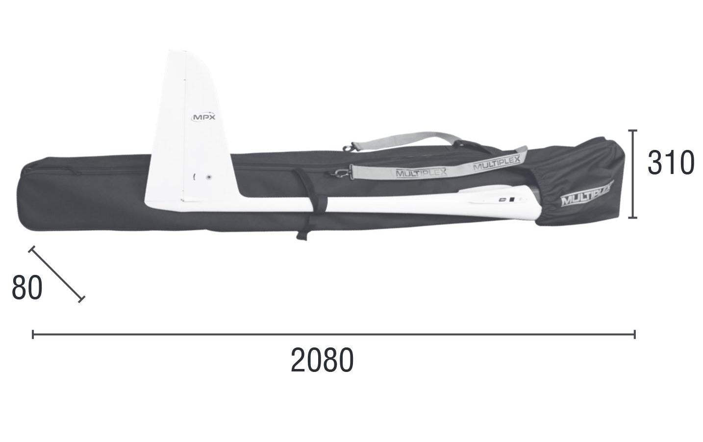 Modelltasche Segler bis 4m<br>Tasche für Segelflugzeuge mit bis zu 4 m Spannweite und abnehmbarem Höhenleitwerk