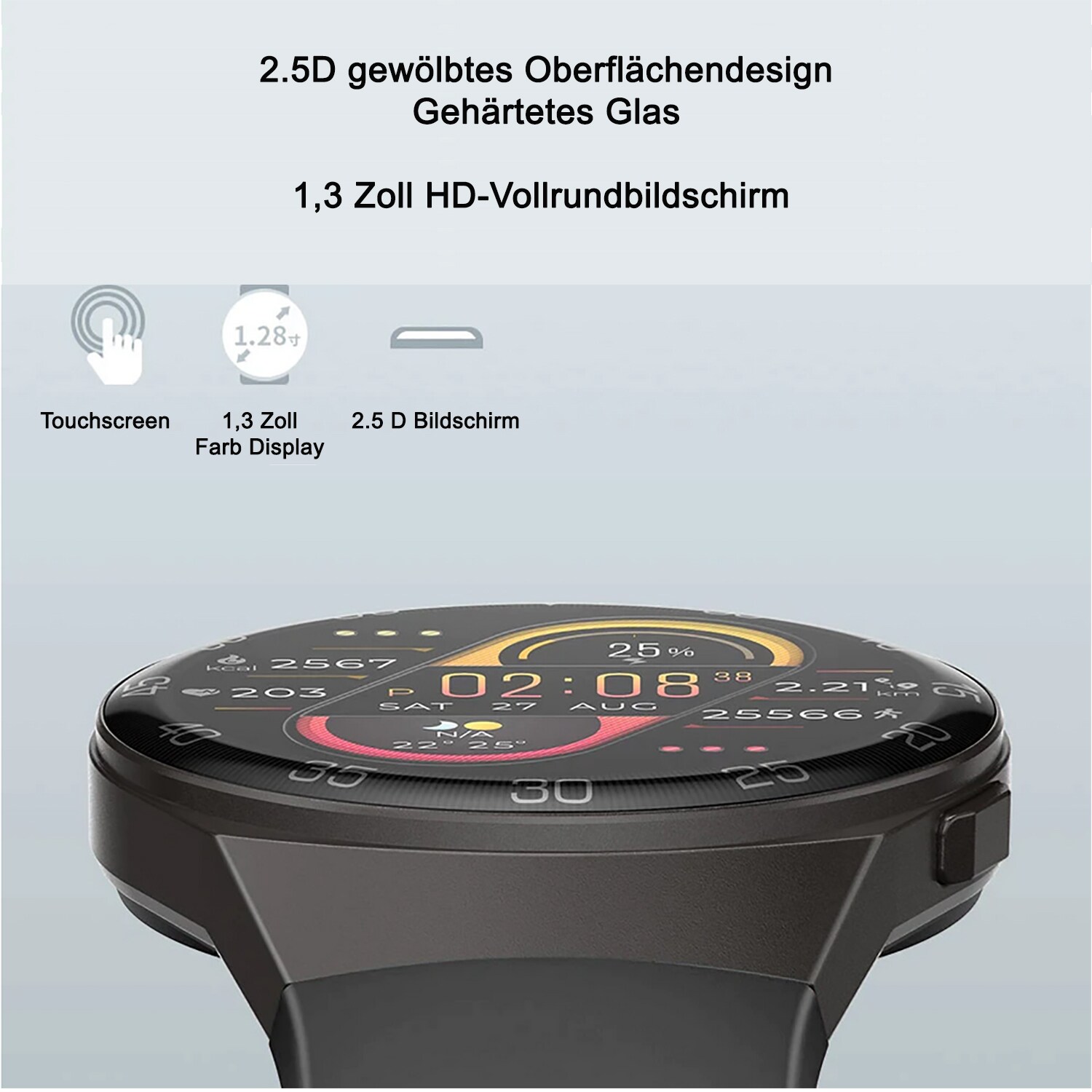 TPFNet Smart Watch / Fitness Tracker IP68 - Silikon Armband - Android & IOS - Schwarz