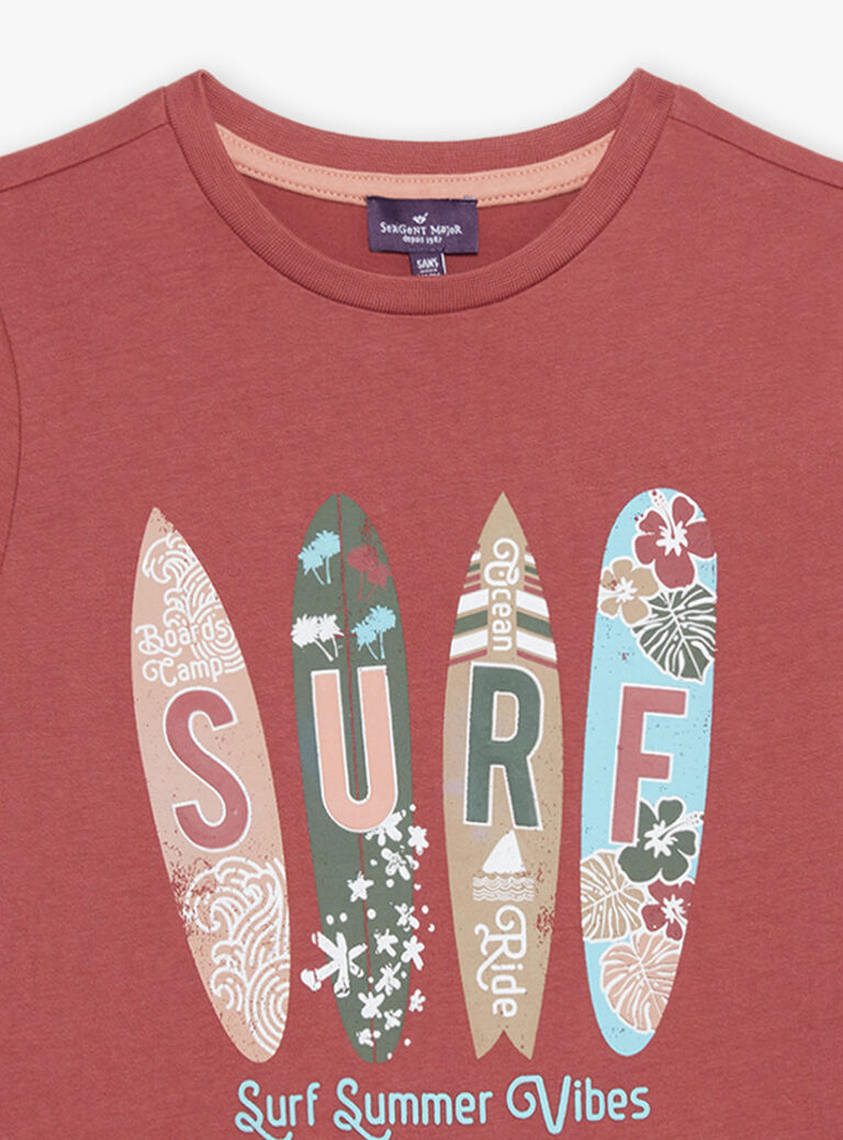 T-shirt rouge thème surf