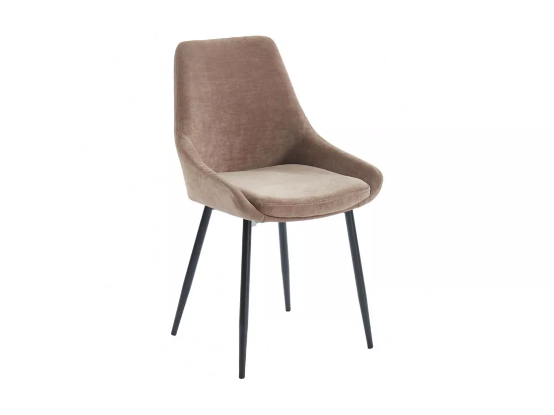 Lot de 2 chaises en tissu et métal noir - Taupe - MASURIE