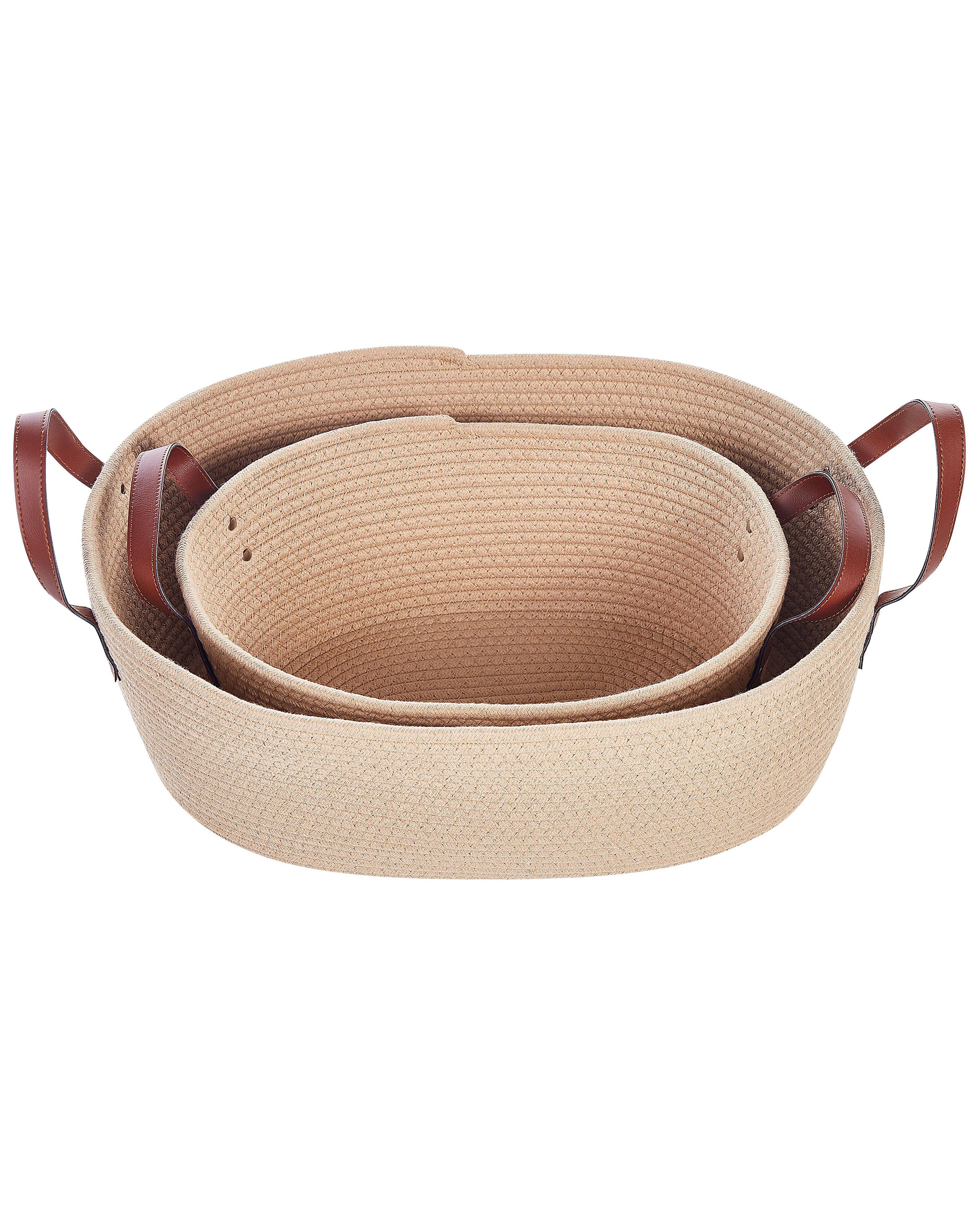 Set van 2 manden GISSAR Katoen Lichtbeige