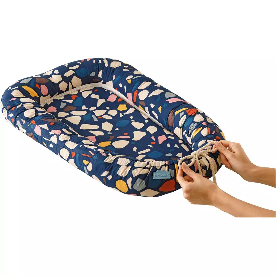 hibboux® Matratze Coccoon Baby Bed - Terazzo Azure Multicolor