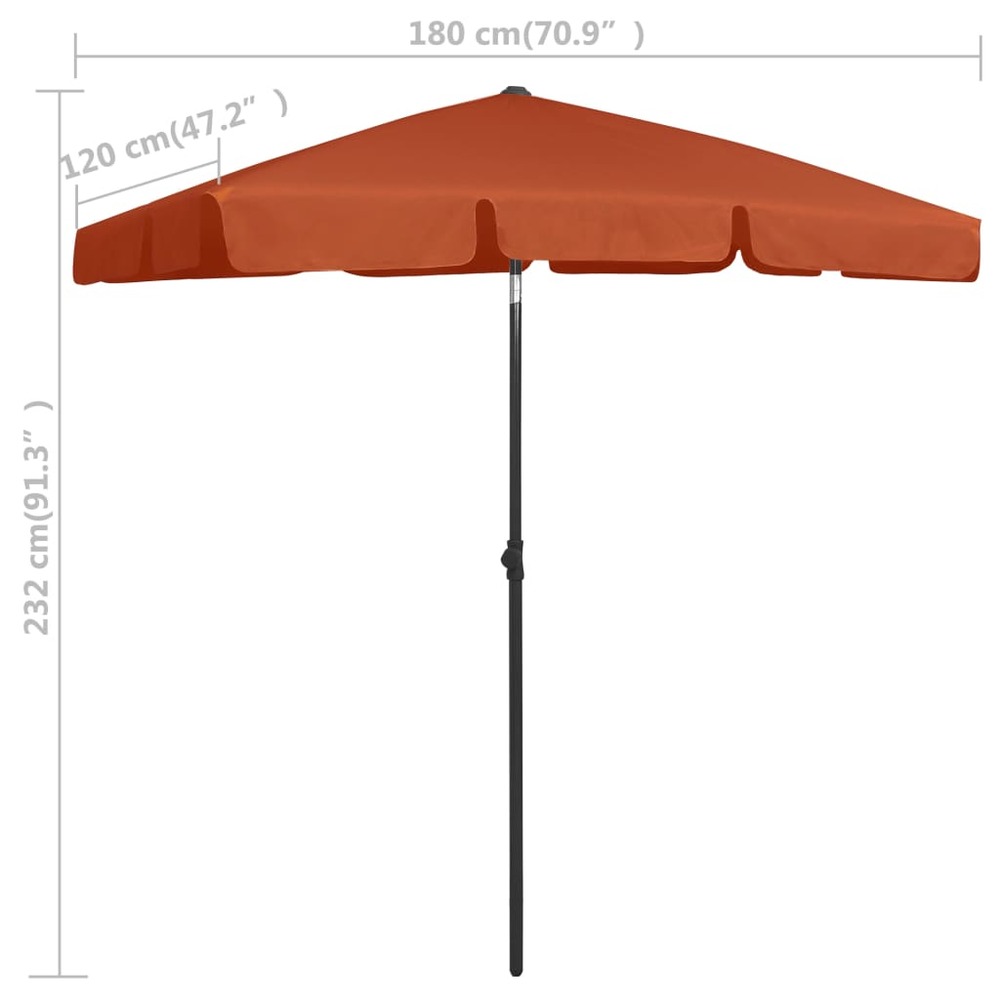 Parasol de plage 180 x 120 cm orange