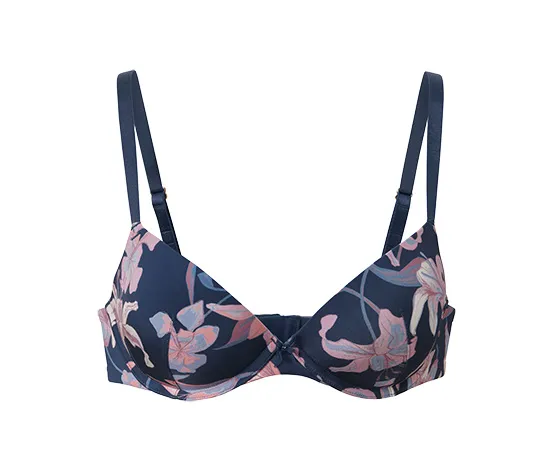 Push-up-BH, blau mit Blumen