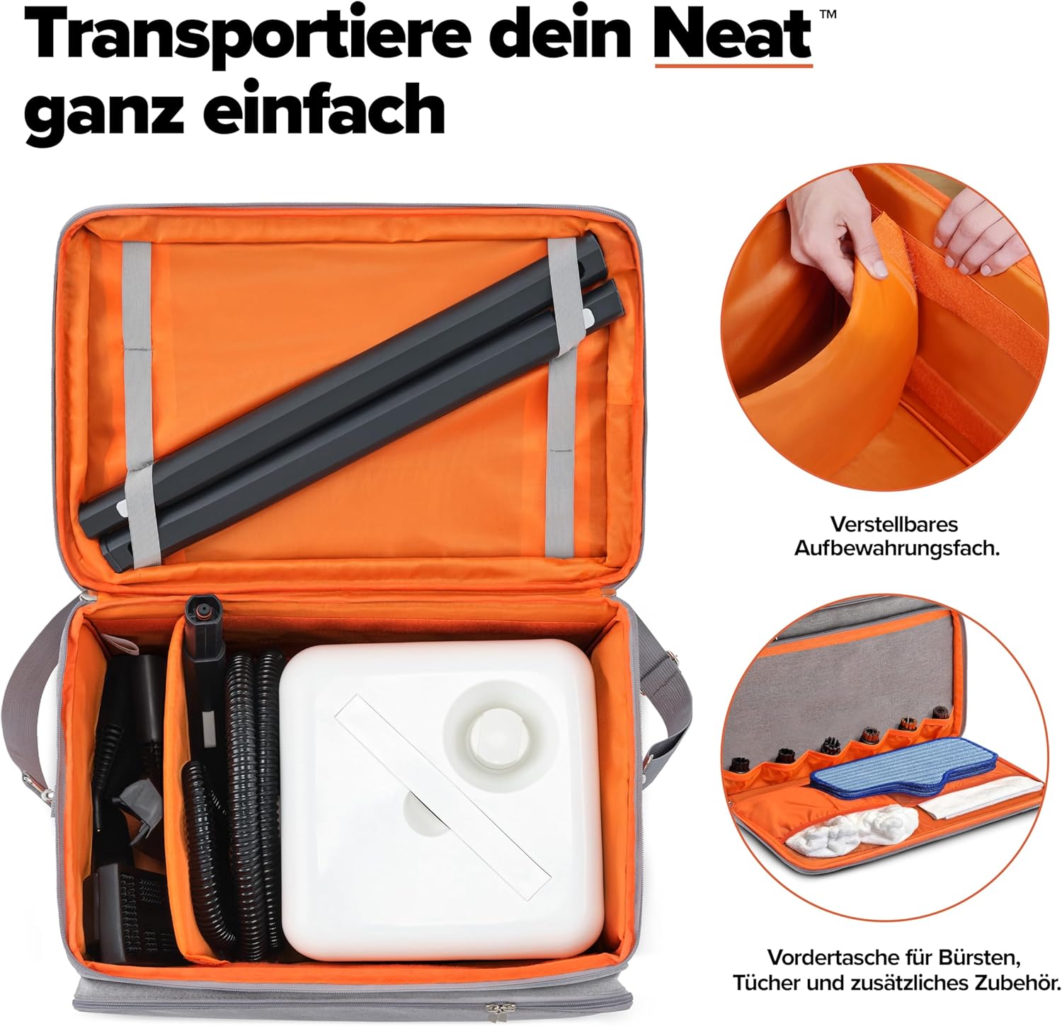 Dupray Neat Dampfreiniger – leistungsstarker Multifunktions-Dampfreiniger für Haus, Böden, Fliesen, Fugen, Möbel, Matratzen, Fenster, Autos & mehr (Neat + 18 Teilen (Inkl. Tasche))