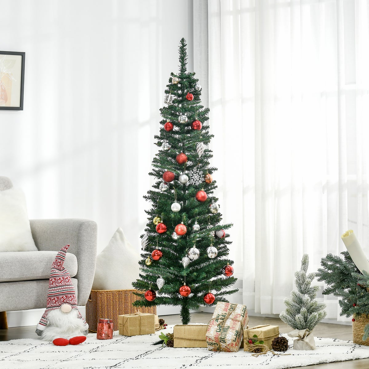 HOMCOM Kerstboom, Ø46 x 150 cm, PVC, Groen
