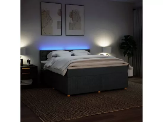 Sommier à lattes de lit avec matelas Gris foncé 180x200cm Tissu