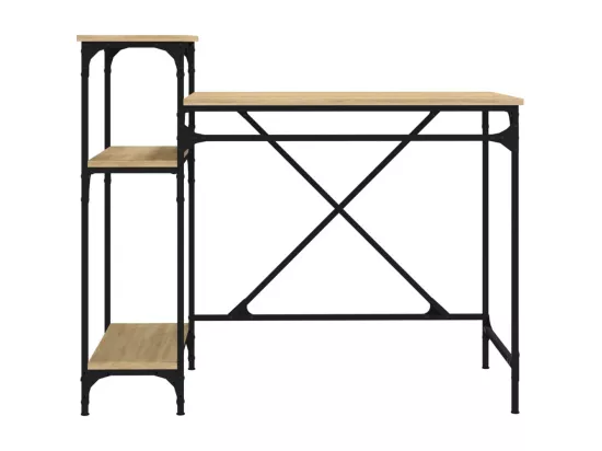 Bureau avec étagères chêne 105x50x90cm bois d'ingénierie et fer