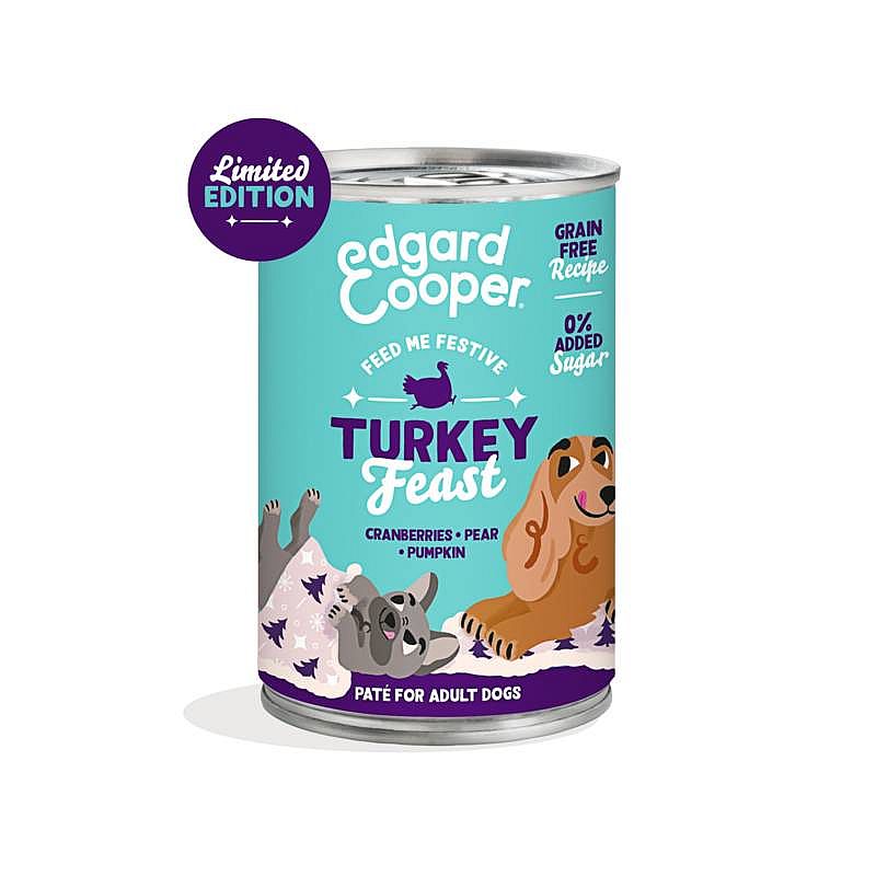 Edgard & Cooper Limited Edition ''Kerst'' Adult Hondenvoer Blikjes Kalkoen 6 x 400 gram | 13401