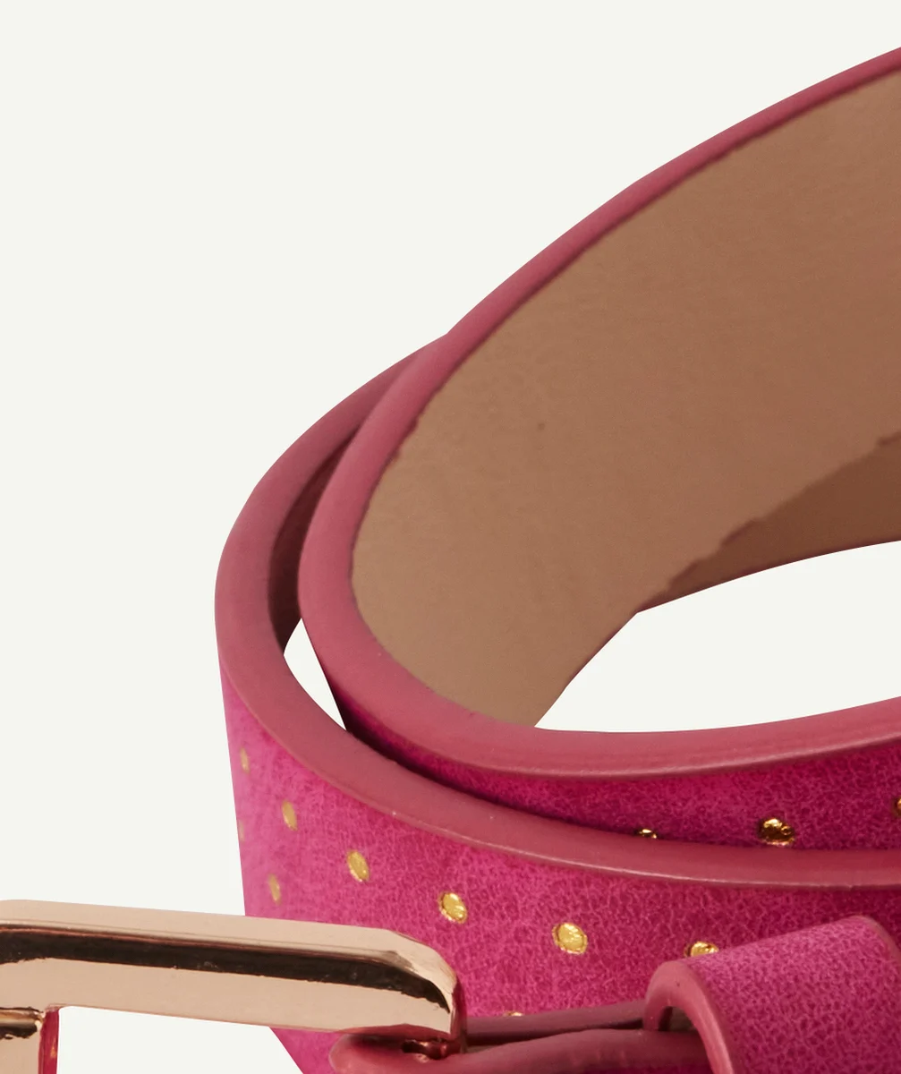 LA CEINTURE ROSE FUSCHIA AVEC POIS COULEUR DORÉE FILLE