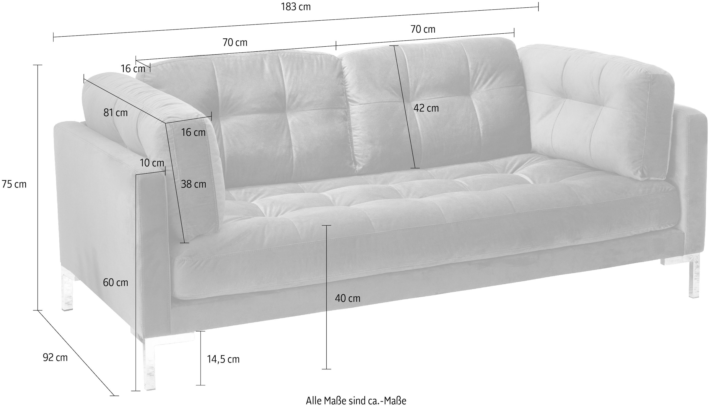 Trends by HG 2-Sitzer »Landau« in Cord-Stoff mit Metallfuss