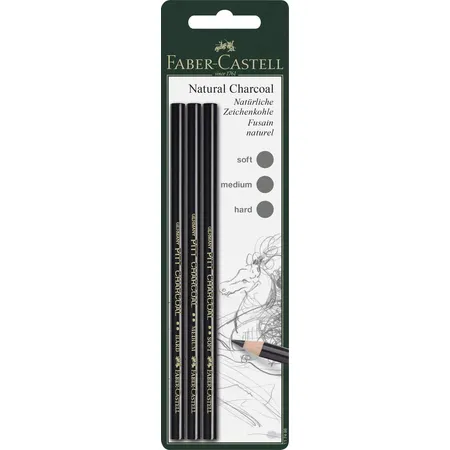 Faber-Castell Kohlestift PITT fettfrei, 3er Packung